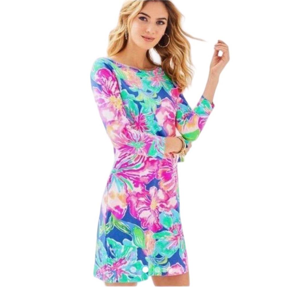 Lilly Pulitzer Marlowe T-Shirt Dress Jungle Utopia Blue Pink size XS